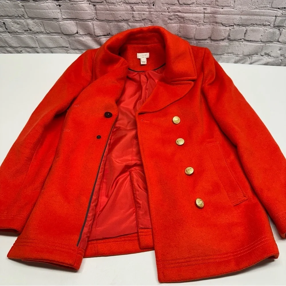 J. Crew factory Stadium Cloth Majesty Peacoat Coat Jacket in Red Sz 2 - Picture 12 of 12